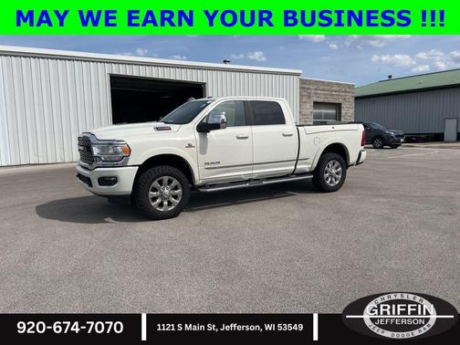 Pearl White 2023 RAM 3500 Limited Crew Cab 4x4 6'4' Box