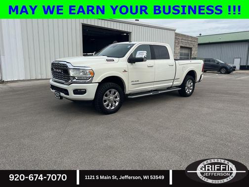 Pearl White 2023 RAM 3500 Limited Crew Cab 4x4 6'4' Box