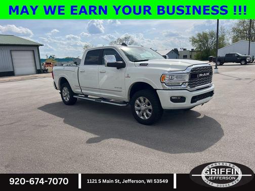 Pearl White 2023 RAM 3500 Limited Crew Cab 4x4 6'4' Box