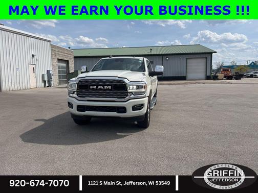 Pearl White 2023 RAM 3500 Limited Crew Cab 4x4 6'4' Box