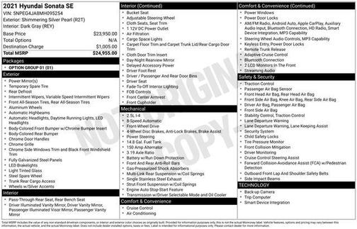 2021 Hyundai SONATA SE