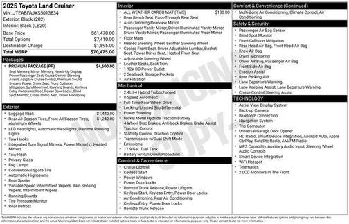Black 2025 Toyota Land Cruiser Base