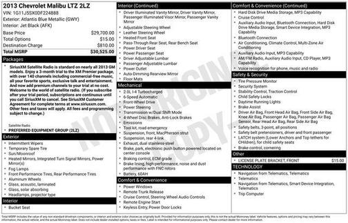 Atlantis Blue Metallic 2013 Chevrolet Malibu 2LZ