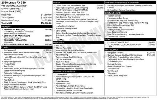 2020 Lexus RX 350 Base