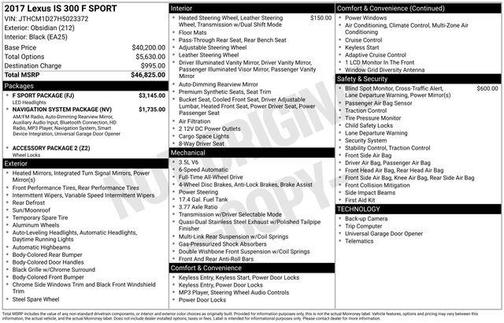 Black 2017 Lexus IS 300 Base