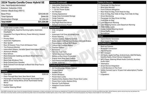 Celestite 2024 Toyota Corolla Cross Hybrid SE