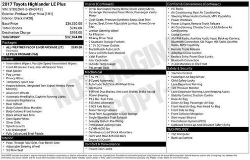 Predawn Gray Mica 2017 Toyota Highlander LE Plus