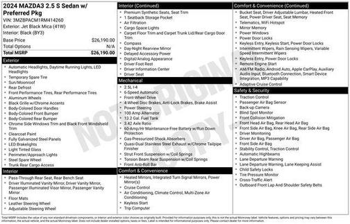 2024 Mazda Mazda3 FWD w/Preferred Package