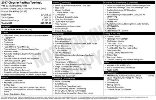 Granite Crystal Metallic Clearcoat 2017 Chrysler Pacifica Touring-L