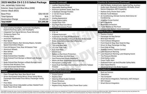 2025 Mazda CX-5 2.5 S Select Package