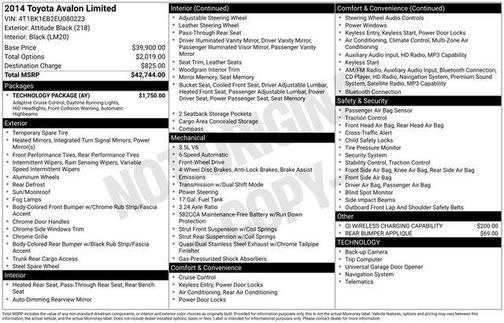 Attitude Black 2014 Toyota Avalon Limited