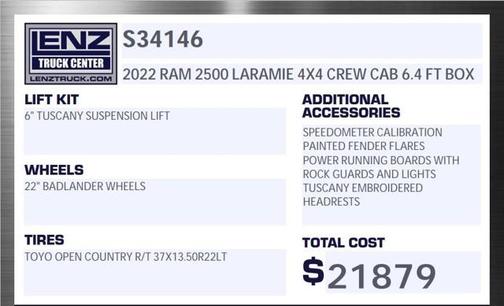 2022 RAM 2500 Laramie Crew Cab 4x4 6'4' Box