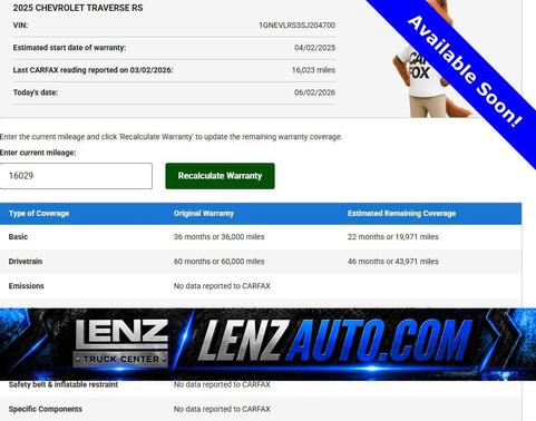 Iridescent Pearl Tricoat 2025 Chevrolet Traverse RS