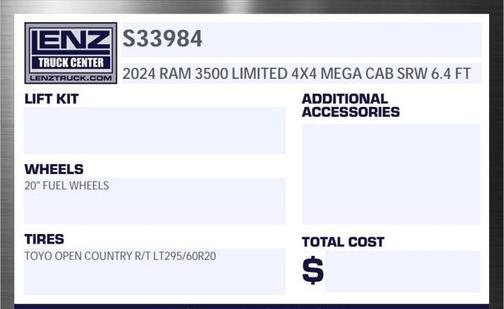 2024 RAM 3500 Limited Mega Cab 4x4 6'4' Box