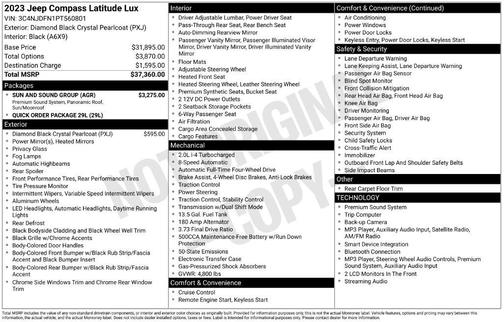 Diamond Black Crystal Pearlcoat 2023 Jeep Compass Latitude Lux
