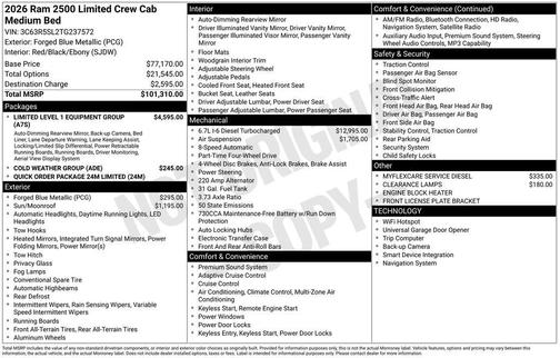 2026 RAM 2500 Limited Crew Cab 4x4 6'4' Box
