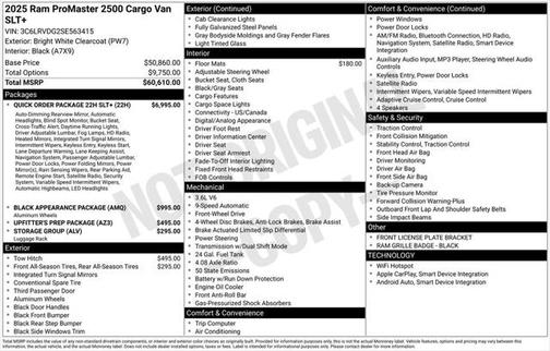 2025 RAM ProMaster 2500 High Roof