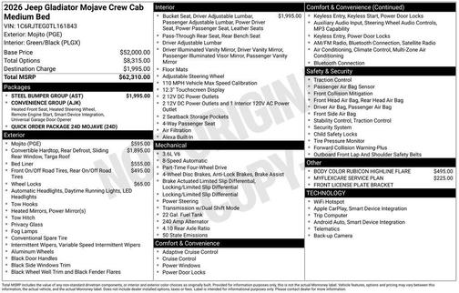 2026 Jeep Gladiator Mojave 4x4