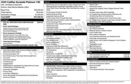 2020 Cadillac Escalade Platinum