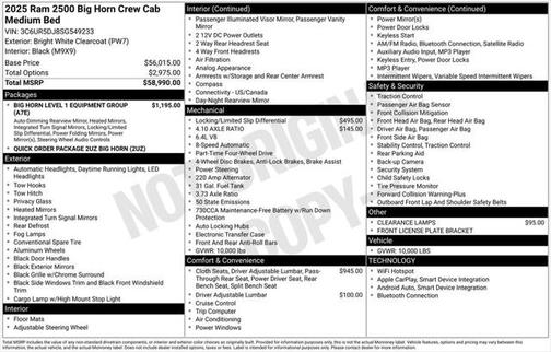 2025 RAM 2500 Big Horn Crew Cab 4x4 6'4' Box
