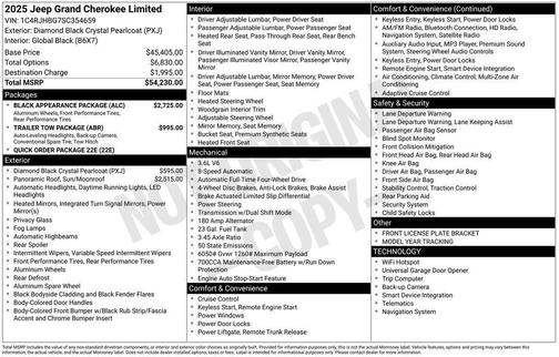 Diamond Black Crystal Pearlcoat 2025 Jeep Grand Cherokee Limited