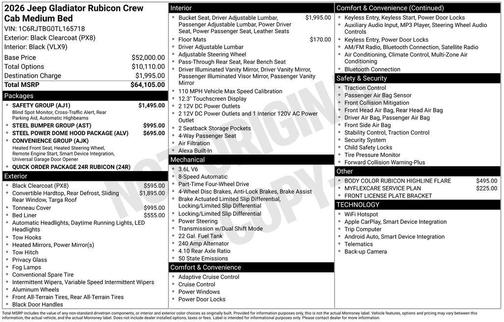 Black Clearcoat 2026 Jeep Gladiator Rubicon