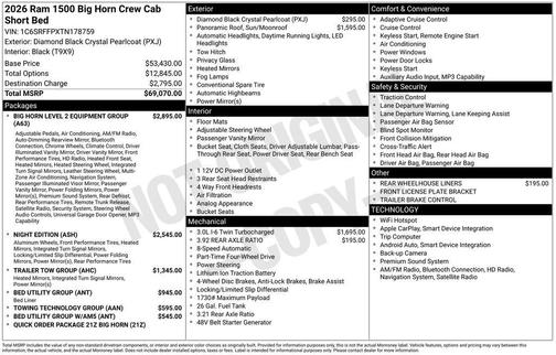 Diamond Black Crystal Pearlcoat 2026 RAM 1500 Big Horn/Lone Star
