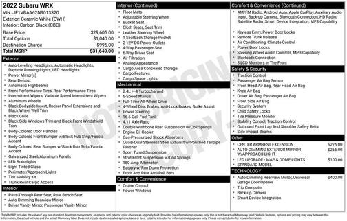 2022 Subaru WRX Base