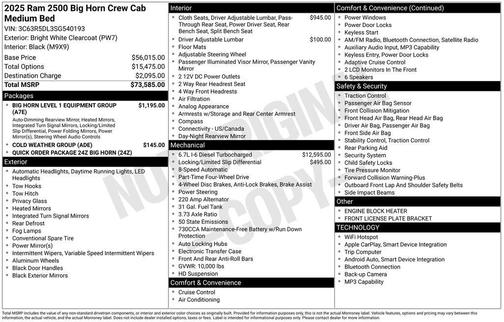 2025 RAM 2500 Big Horn Crew Cab 4x4 6'4' Box