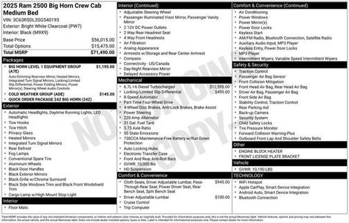 2025 RAM 2500 Big Horn Crew Cab 4x4 6'4' Box