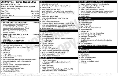 2020 Chrysler Pacifica Touring-L Plus