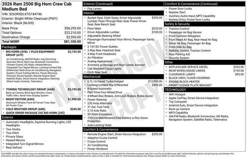 2026 RAM 2500 Big Horn