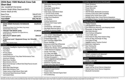2026 RAM 1500 Warlock Crew Cab 4x4 5'7' Box
