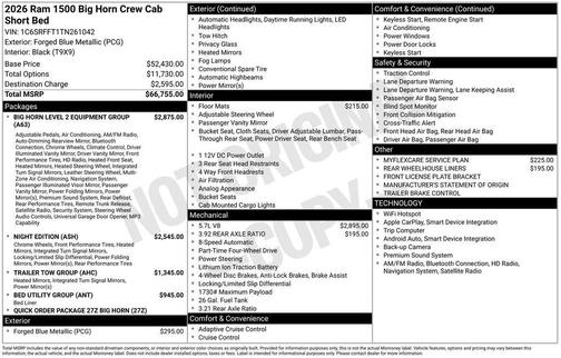 2026 RAM 1500 Big Horn/Lone Star