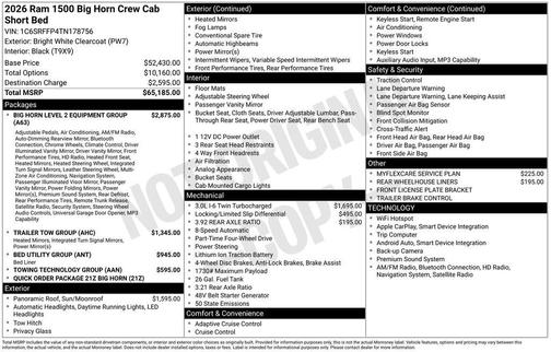 2026 RAM 1500 Big Horn/Lone Star