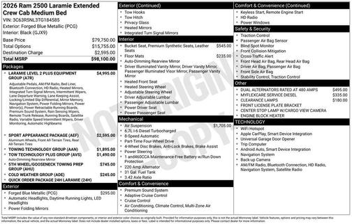 2026 RAM 2500 Laramie Mega Cab 4x4 6'4' Box