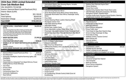 2026 RAM 2500 Limited Mega Cab 4x4 6'4' Box