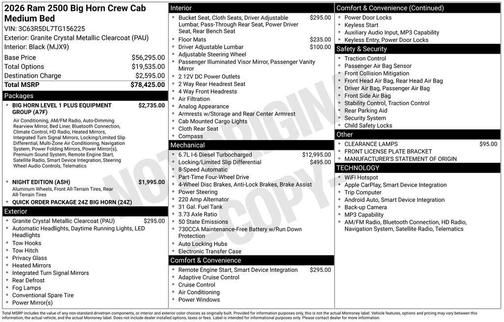 2026 RAM 2500 Big Horn