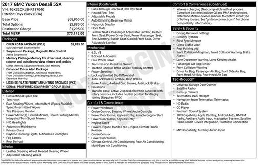 Onyx Black 2017 GMC Yukon Denali