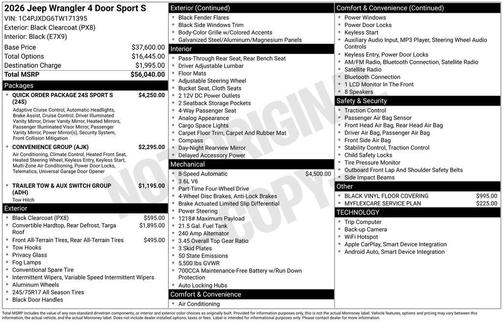 2026 Jeep Wrangler Sport S