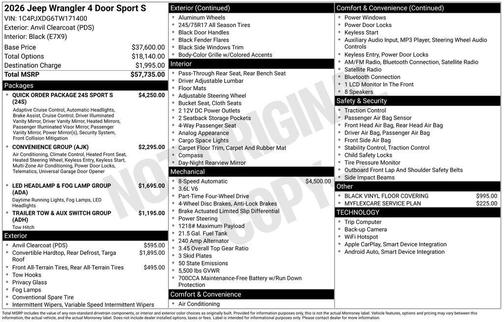 2026 Jeep Wrangler Sport S