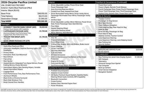 2026 Chrysler Pacifica Limited