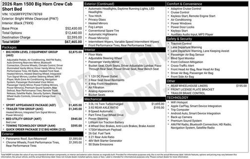 2026 RAM 1500 Big Horn/Lone Star