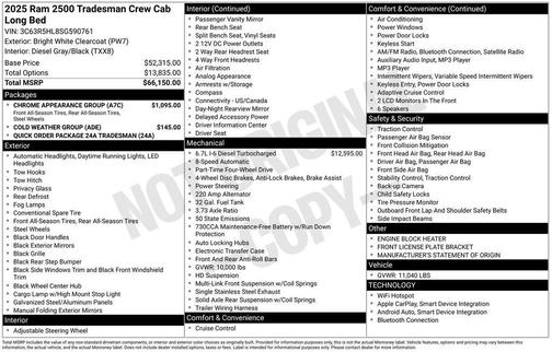 2025 RAM 2500 Tradesman Crew Cab 4x4 8' Box