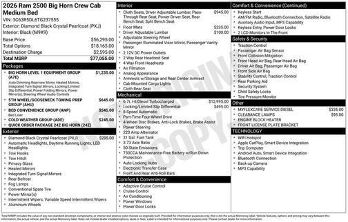 2026 RAM 2500 Big Horn Crew Cab 4x4 6'4' Box