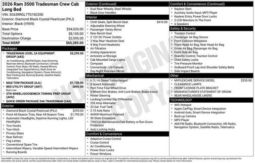 Diamond Black Crystal Pearlcoat 2026 RAM 3500 Tradesman