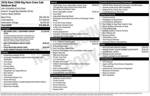 2026 RAM 2500 Big Horn Crew Cab 4x4 6'4' Box