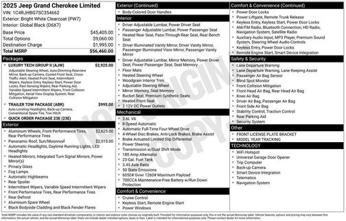 Bright White Clearcoat 2025 Jeep Grand Cherokee Limited