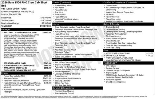 2026 RAM 1500 RHO Crew Cab 4x4 5'7' Box