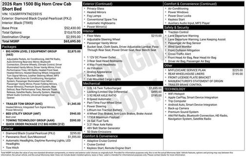 2026 RAM 1500 Big Horn/Lone Star